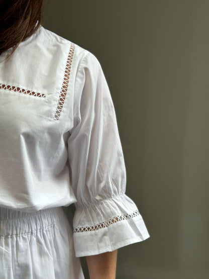 Nanna Blouse - White - Bobbie Rose