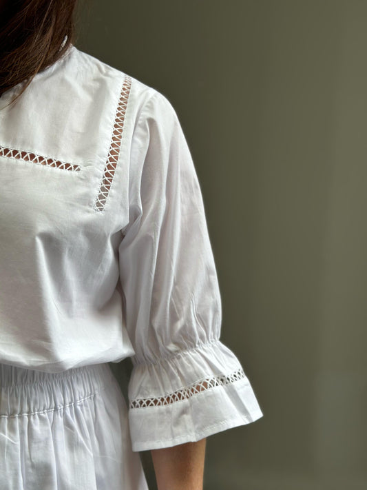 Nanna Blouse - White - Bobbie Rose