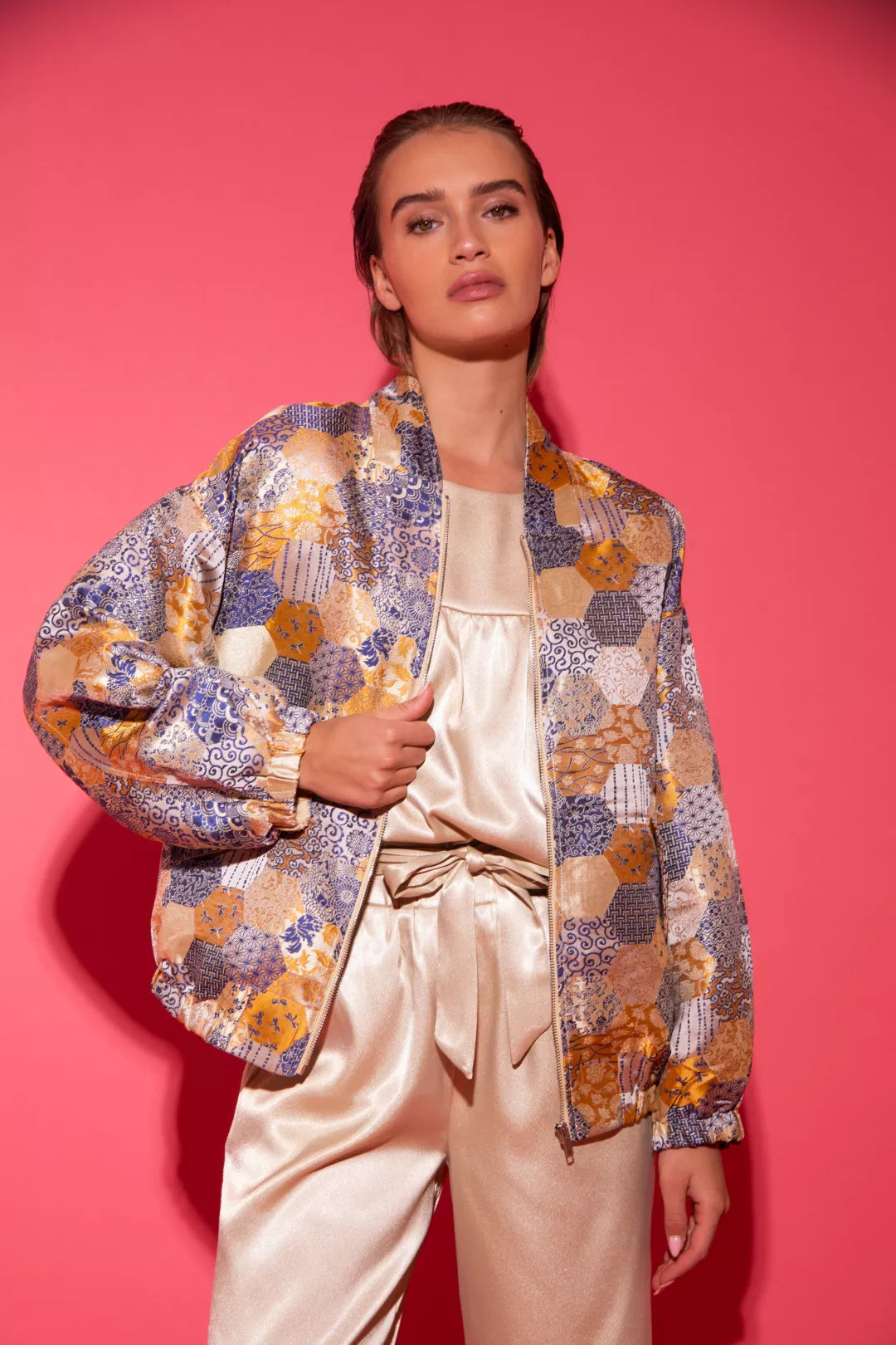 Mae Jacket - Beige Print - Bobbie Rose