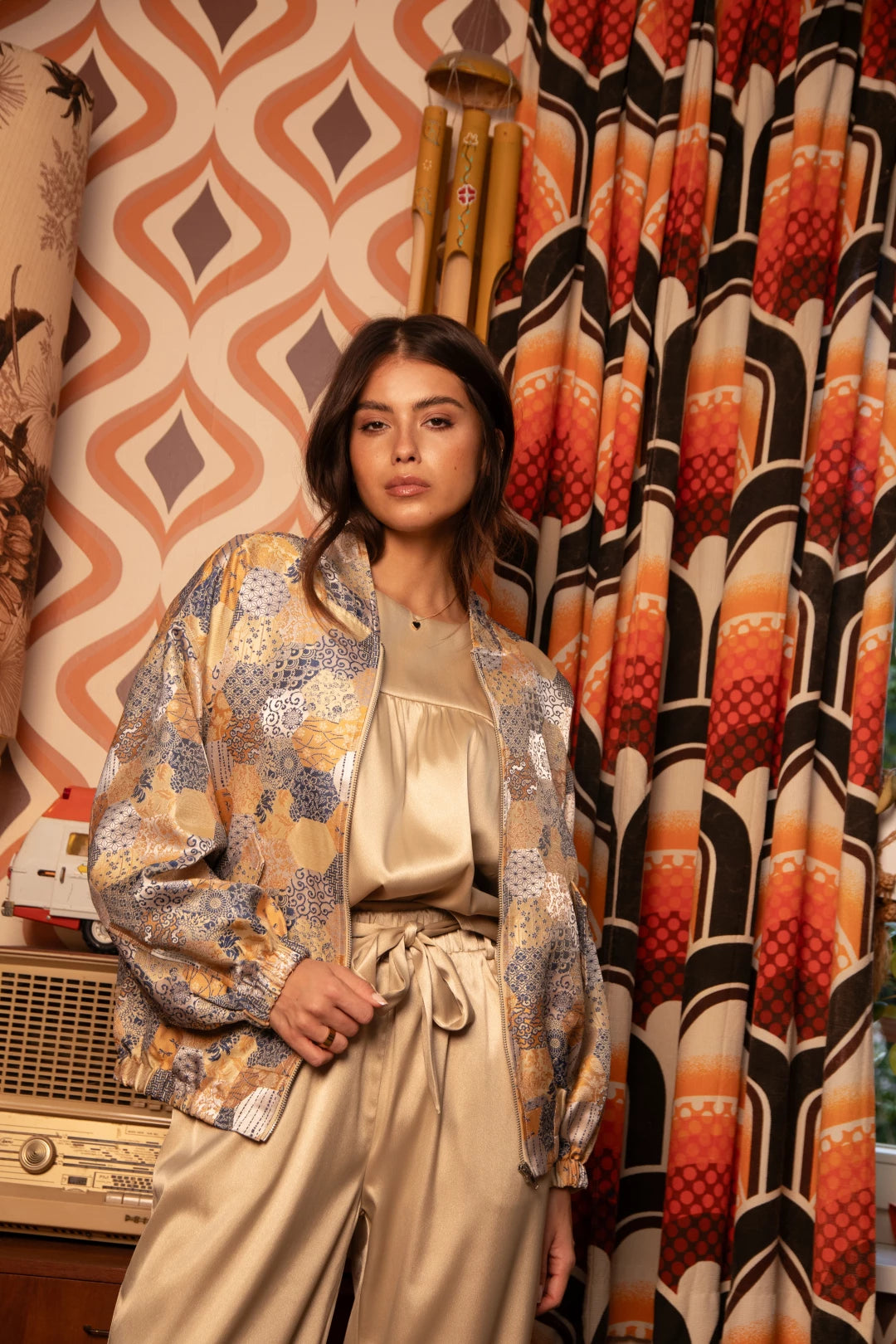 Mae Jacket - Beige Print - Bobbie Rose